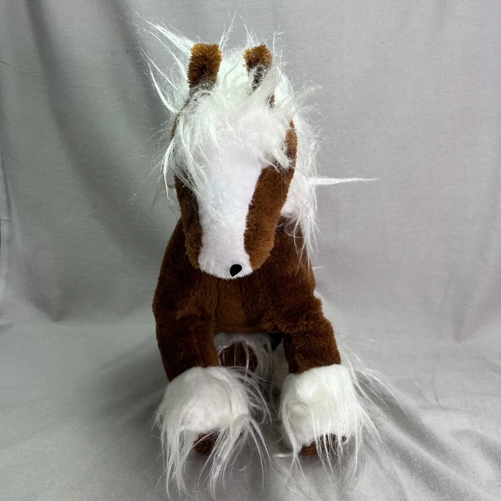 Brooklyn Doll Toy Novelty Company Horse Brown Clydesdale Plush Vintage 1991 18